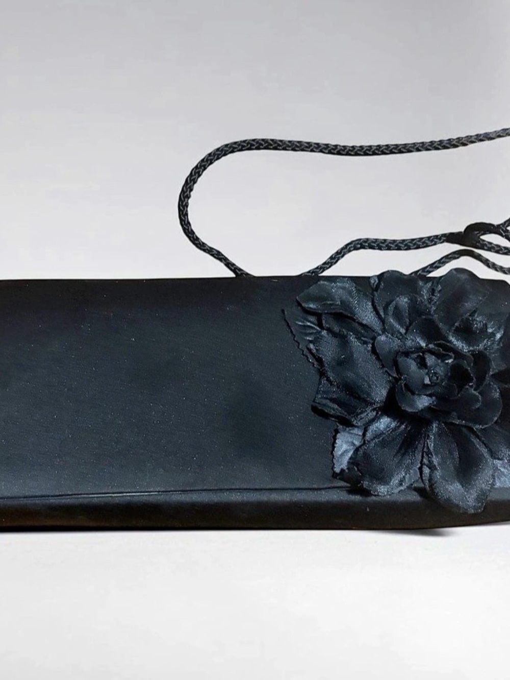 Carlo Fellini Black Floral Clutch Shoulder Bag